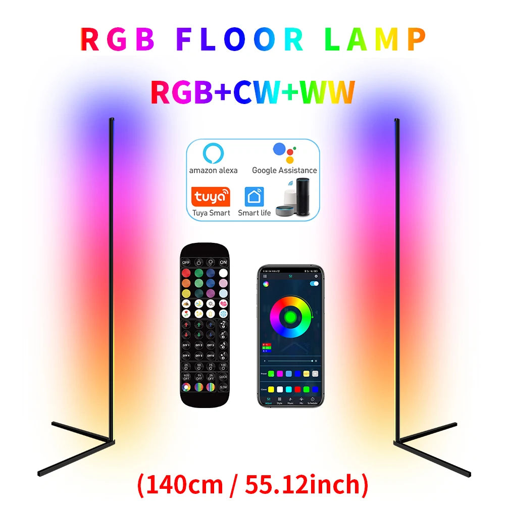 Smart Stemningsgivende RGB Gulvlampe med App- & Stemmebetjening